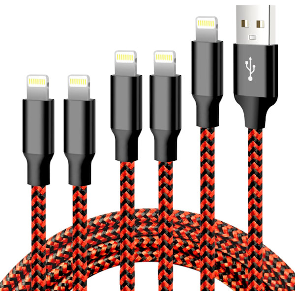 Iphone-laddare, 5-pack 3/3/6/6/10Ft Apple Mfi