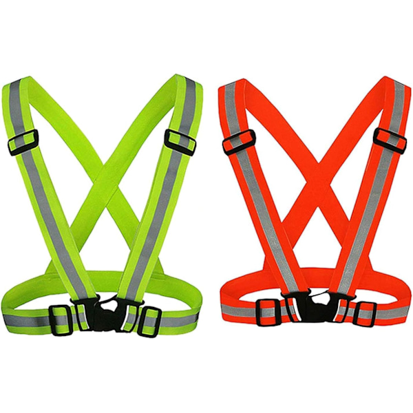 Adjustable Reflective Vest - High Visibility Safety Vest for Night Outdoor Running and Cycling (2 Pcs)