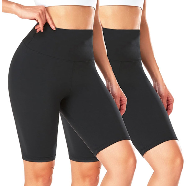 Daul Pockets Biker Shorts för kvinnor - Hög midja Sommarträning Yoga