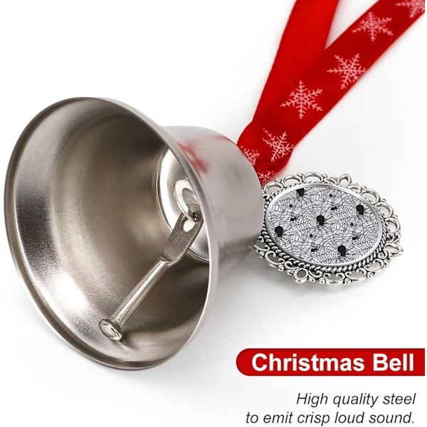 Spindelväv Spöklika spindlar Silverklocka Prydnad Julgransklockor med rött snöre Metall Xmas Hängande dekorationer för semesterfest  Vingklocka