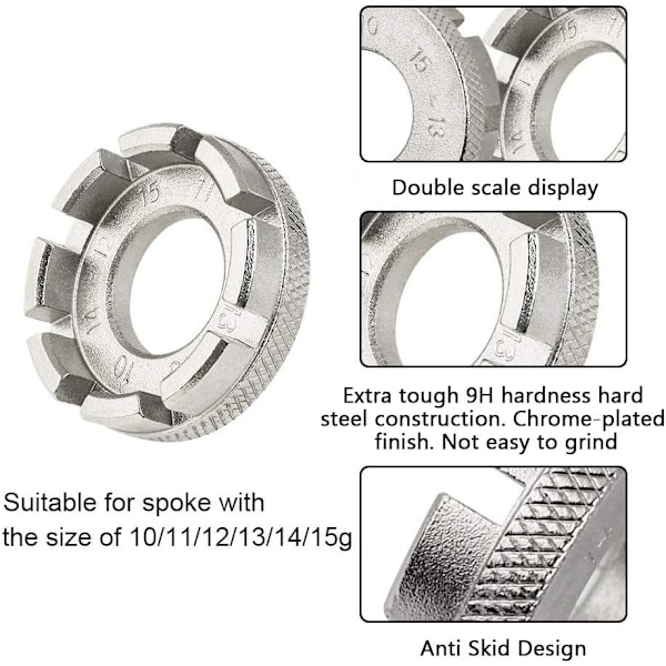 Ekernyckel - 8-veis sykkelhjul-treningsverktøy for hjulspenning