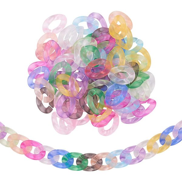 300 st Transparent Akryl Plast Kedjeringar Snabbfrostade