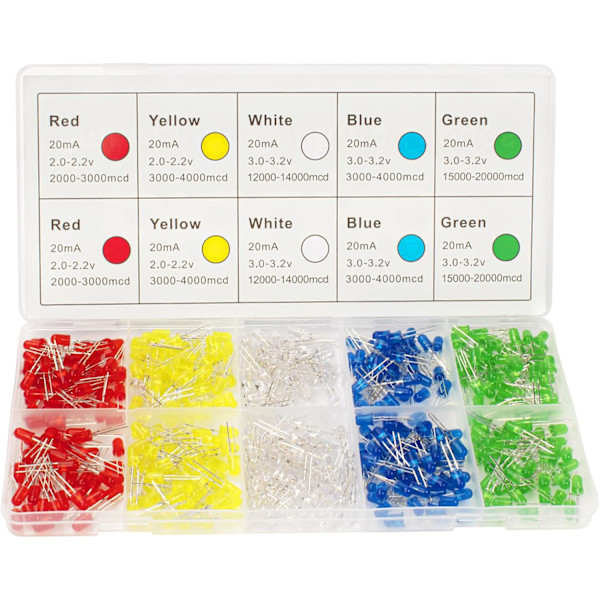 Assorterad 5mm LED-kit - 450 st i 5 färger
