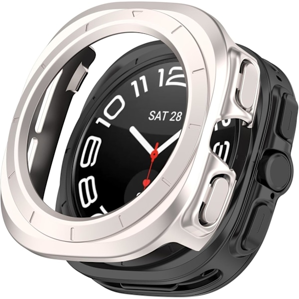 Skal Kompatibelt med 2024 Galaxy Watch 7 Ultra 47mm, Hård PC Stötfångare Klar Skyddande Skal [Ingen Skärm] (Starlight) Starlight