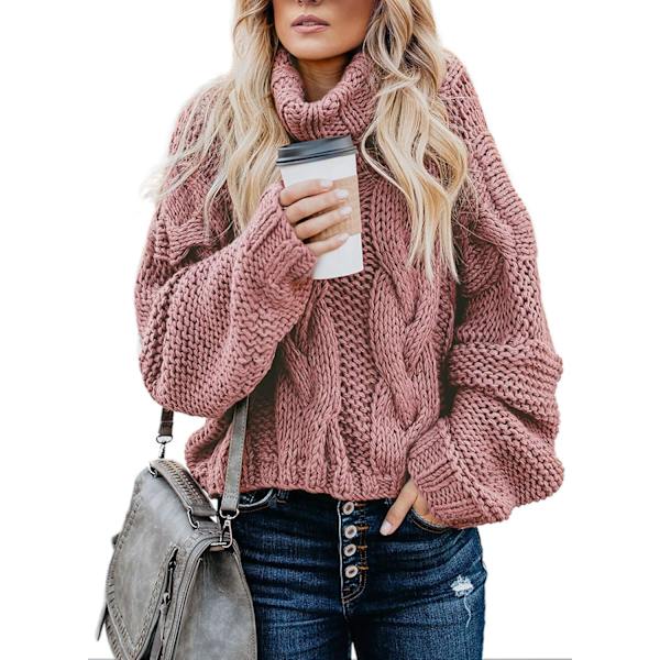 Dame Kabelstrik Turtleneck Sweater Casual Tyk Langærmet Toppe