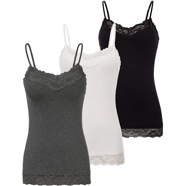 Kvinners justerbare spaghettistropp blonder trimmet camisole tunika tank top