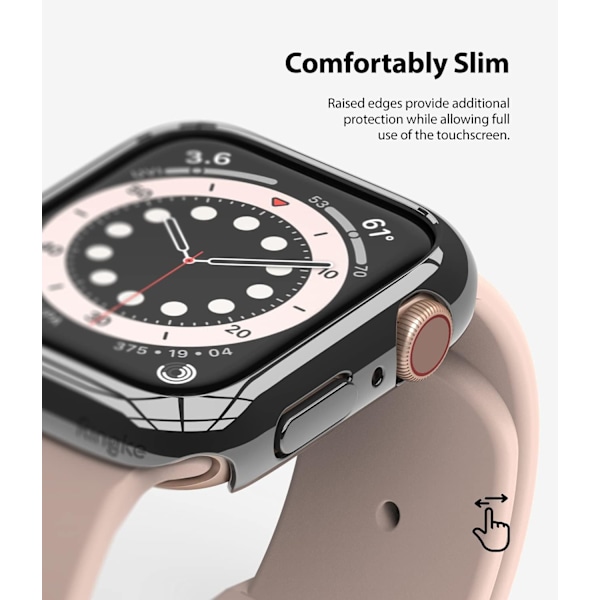 Slim [Anti-Gulningsmaterial / 2-pack] Kompatibel med Apple Watch Series 6, 5, 4, SE (2020), SE (2022) 44mm Skal för Minimalistisk, Solid Skydd för Kvin