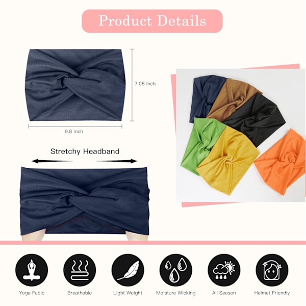 Breda Pandebånd til kvinder, ekstra bredt turban pandebånd Boho