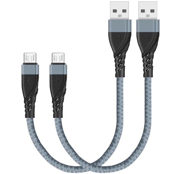Kort Micro USB-kabel 1 fot, [2-pack] Android-laddningskabel snabb