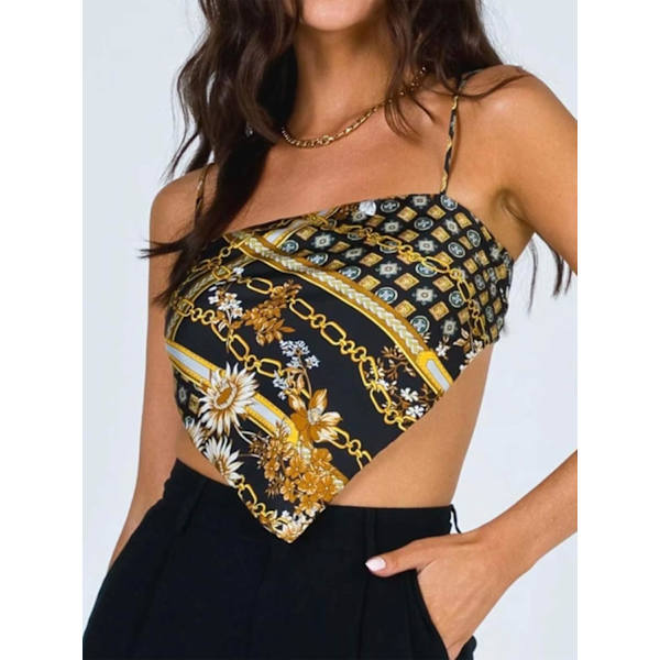 Kvinnors franska Hanky fåll slips bak justerbar spaghetti rem satin silke camisole