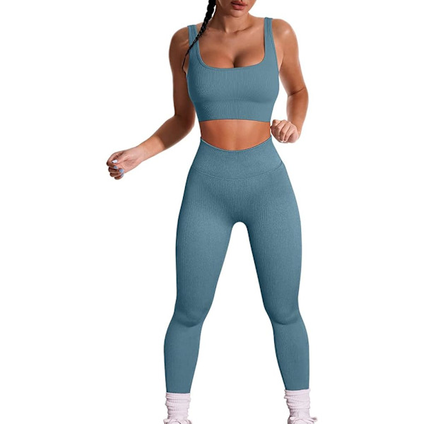Kvinnors träningsset 2 delar avtagbar vadderad behå set hög midja sportleggings