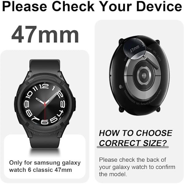 3 i 1 skærmbeskyttelse til Samsung Galaxy Watch 6 Classic 47 mm