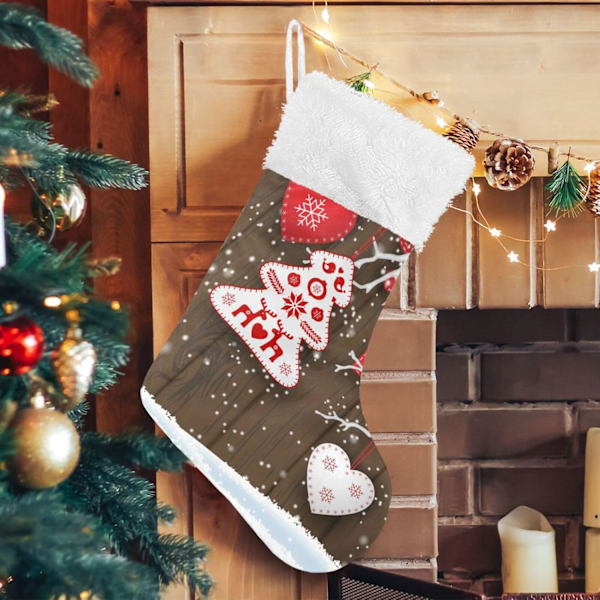 Julklapp, Personliga Julklappsstrumpor 2-pack Julren Braun Trä 45,7 cm Julstrumpor Hängande Ornament Eldstad för Träddekoration