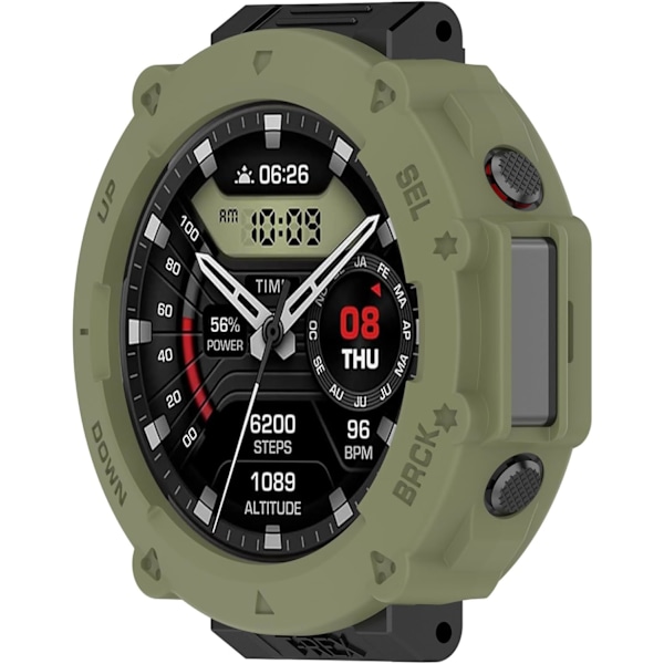 T-Rex Ultra Urkasse Tilbehør - 5-pak Kompatibel med Amazfit T-Rex Ultra - Beskyttende Silikone Etui (Ingen Skærmbeskytter) Sort, Grøn, Starli