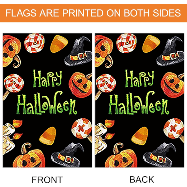 Happy Halloween Dekorative  Græskar og slik Dobbeltsidet Udendørs Have  28x40 Tommer Sort 28x40 Tommer Sort 28x40 Tommer