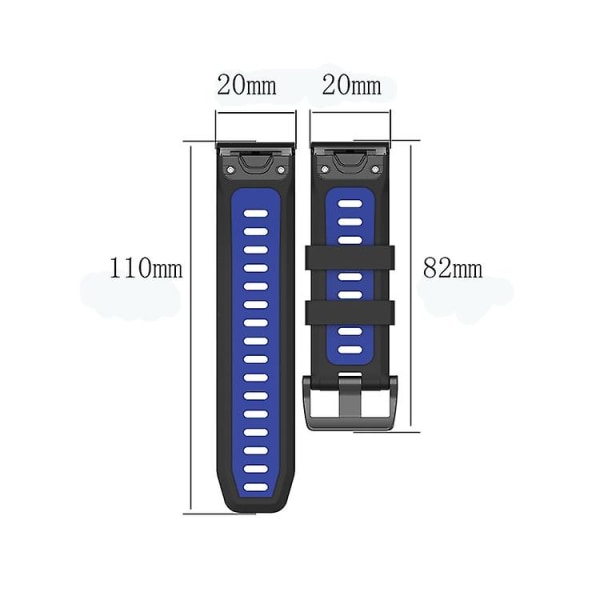 För Garmin Fenix 7s 20mm Tvåfärgad Silikon Jack Watch Band JXS Black Magenta