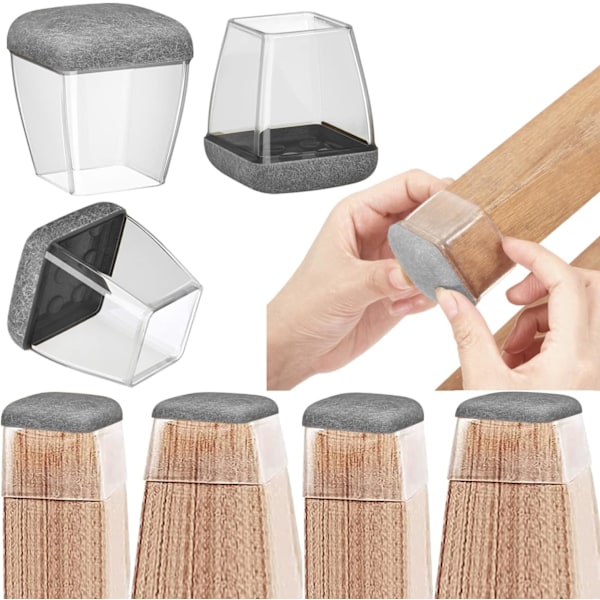 16PCS Silikonstolsbensskydd för golv, stolsbensskydd för trägolv Bästa filt möbeldynor - Stolsbensskydd, möbeldynor, strumpor -
