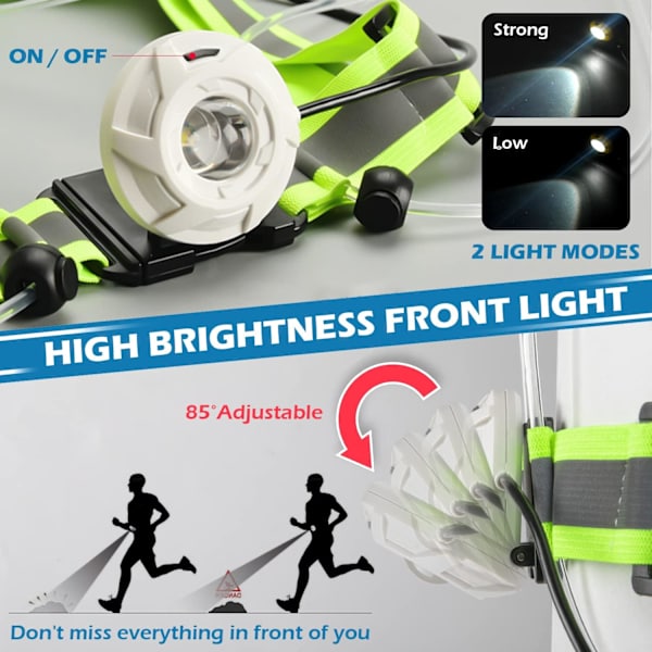 LED Reflekterende Løbevest med Høj Synlighed Front Sikkerhedslys, 6