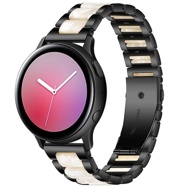 För Huawei Watch 3/3 Pro/garmin Venu 2 22mm Universal Tre-pärlor Rostfritt Stål + Harts Klockarmband QCE Black-Pearl White