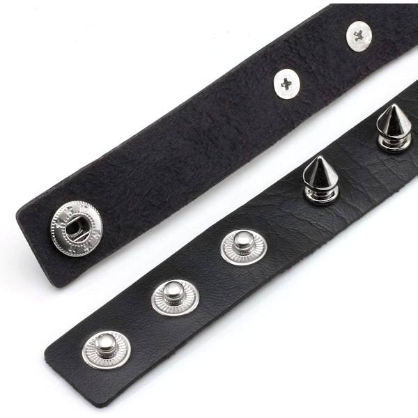 Vintage Punk Goth Studded Rivet Pu Læder Halskæde Choker