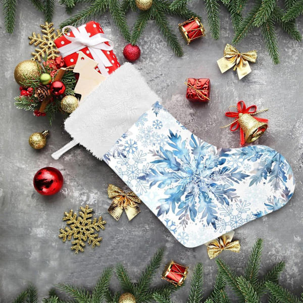 Julklapp, personliga julklappsstrumpor 2-pack Is Snöflinga Jul Blå Julstrumpor Hängande Ornament Kami