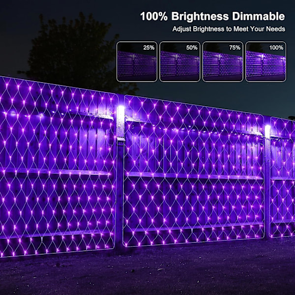 Udendørs netlys Halloween UV sorte lys 9,8ft x 6,6ft UV sortlys net fe lyskæde 200 LED'er Stik i have trælys dekorationer