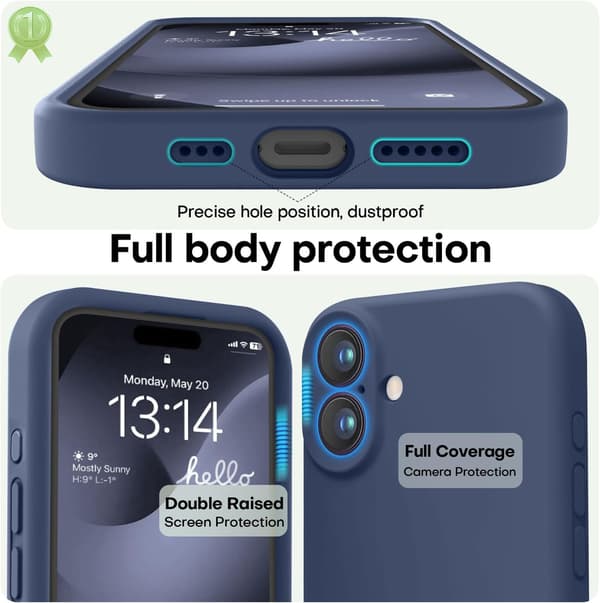 Premium silikonecover til iPhone 16 6,1\" – robust beskyttelse og diskret stil i blå