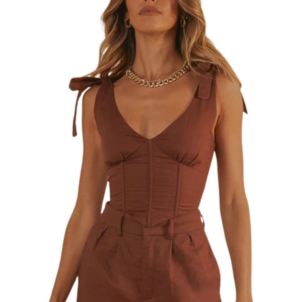 Kvinners Sexy Bustier Crop Top med Stropper og Asymmetrisk Design