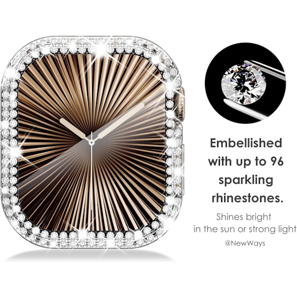 2-pack Bling-skal med skärmskydd för Apple Watch 46mm Serie 10, Bling Kristall Diamanter Rhinestone Stötfångare Hårt PC Tunt Skyddande Skal för iWatch
