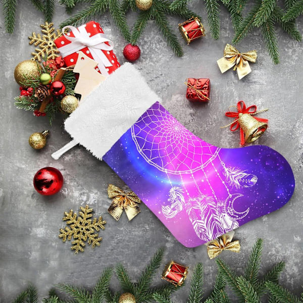 Julklapp, personliga julklappsstrumpor set om 2 indiska talisman drömfångare 45,7 cm julstrumpor hängande ornament spis för