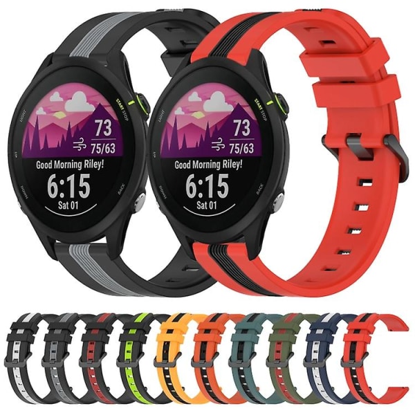 For Garmin Forerunner 255 22mm Vertikal To-farvet Silikonurrem ZIG Black-Red