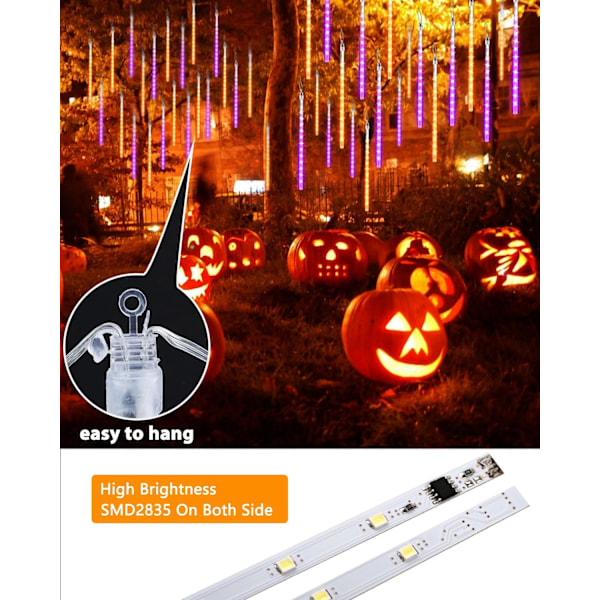 Solcellsbelysning för Halloween 20 rör 480 LED Meteor Shower Icicle Lights Raindrop Lights med timerfunktion Fallande regnljus för semesterfest
