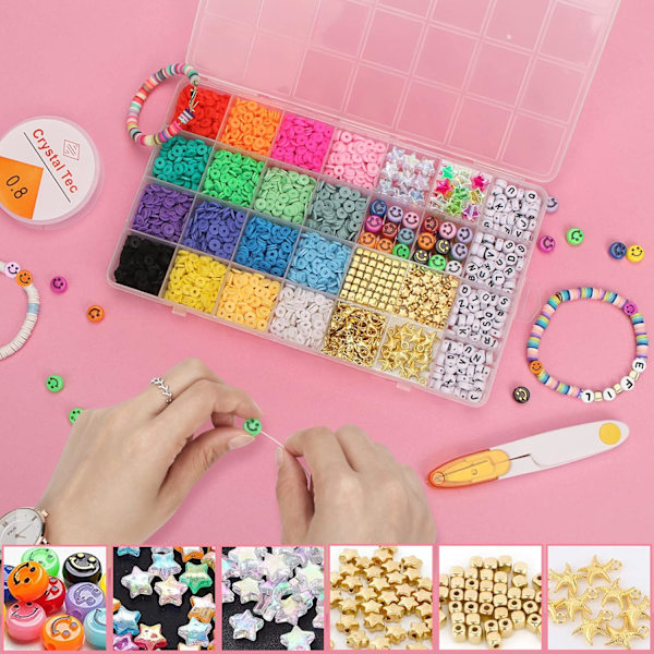 5600 stk. lerperler armbåndssæt - smykkesæt