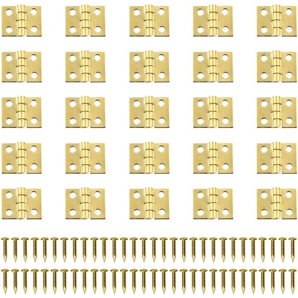 Pakke med 50 minihengsler - Vintage messingkontakt hengsler for modellbygging