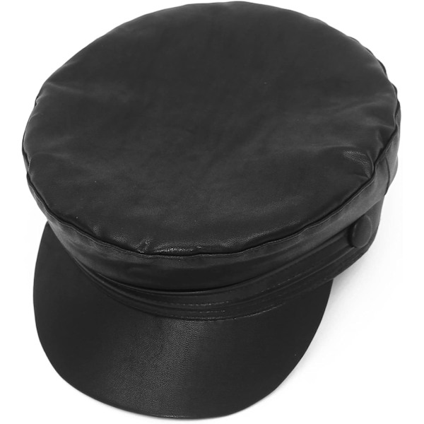 Kvinnors Fashion Newsboy Cap PU Läder Sailor Fiddler Bakerboy Flat Gatsby Visor