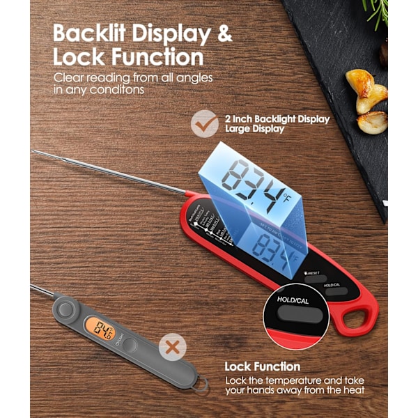 Digital termometer med 4,7” sond. Omedelbar avläsning