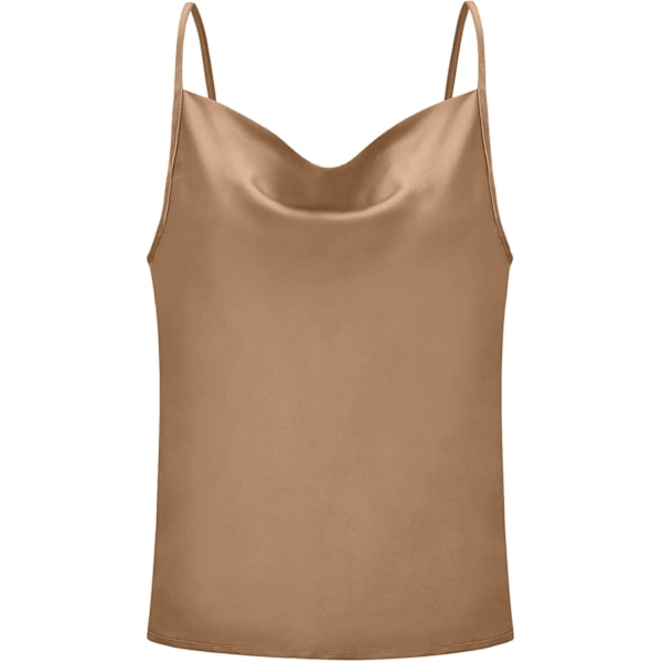 Enkel silke singlet for kvinner, dame V-hals camisole silke løs ermeløs