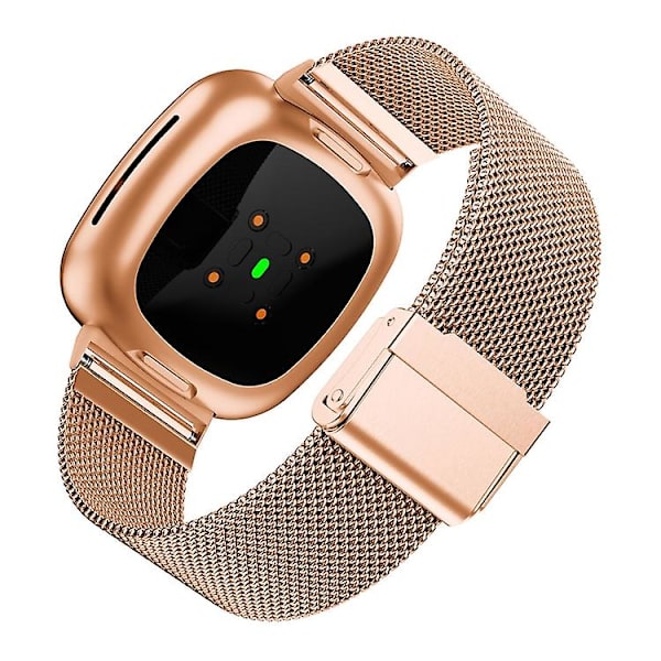 Universell metallrem i rostfritt stål med spänne till Fitbit Versa 4 / Sense 2 RTJ Rose Gold