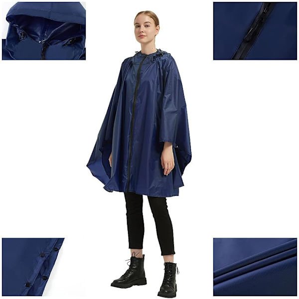 Regnfrakke Poncho Jakke Hætte Lynlås Stil til Kvinder/Mænd/Voksne med Lomme