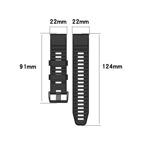 För Garmin Fenix 7 / Epix 22mm enfärgad silikon snabbfrigörande klockarmband EKB Black