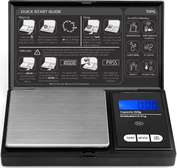 Digitaalinen taskuvaaka - 200g x 0,01g - Musta