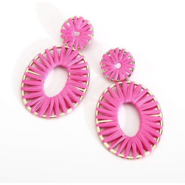 Raffia Tassel Hoop Drop Earrings Hantverk Mode Statement Smycken