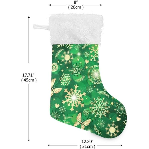 Julklapp, personliga julklappsstrumpor 2-pack gröna snöflingor jul 45,7 cm julstrumpor hängande prydnad spis för B