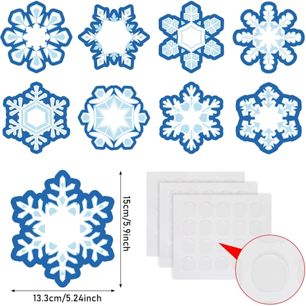 Vinterutklipp Papirutklipp Navneskilt (45 stk, snøfnugg-stil, blå)