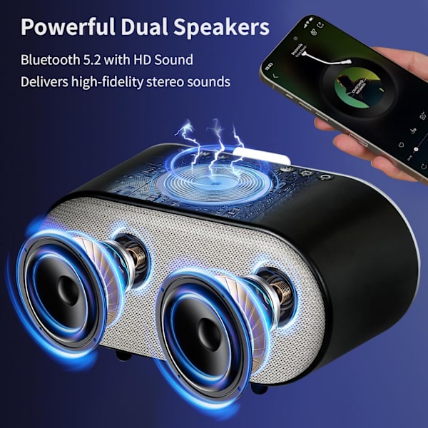 Bluetooth-högtalar väckarklocka med trådlös laddning 15W, RGB omgivande sänglampa, 4000mAh batteri Bluetooth-klocka, smarta musikpresenter för vuxna
