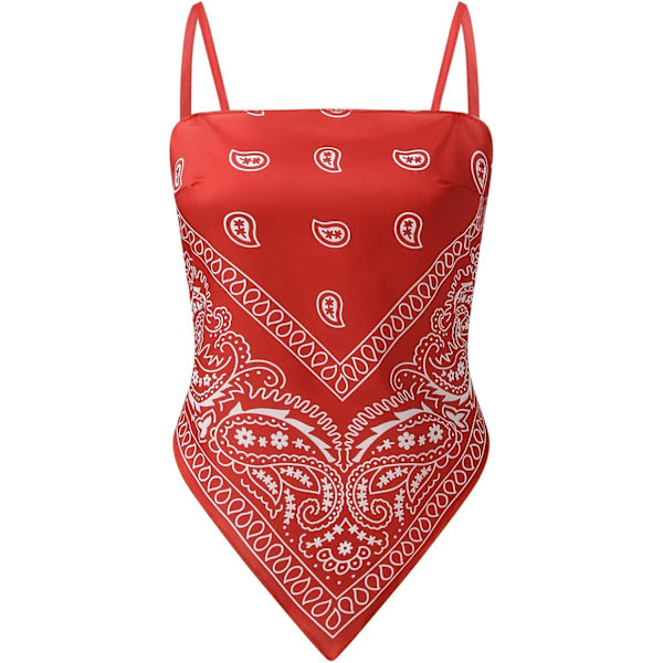 Dam Stretchy Asymmetrisk Tie Knob Öppen Rygg Bandana Halterneck Toppar/Blommigt Tryck