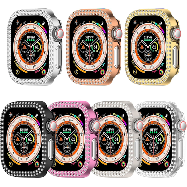 7 kpl Bling-kotelo, yhteensopiva Apple Watch Series 10 (2024) 42 mm 46 mm -kellon kanssa, Glitter-strassi-timantti suojakotelo iWatch Series 10 Smart W -kellolle