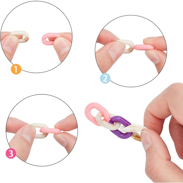1 æske med 100 stk. Akryl kædelænker Sorte C-clips Kroge Twist Chain