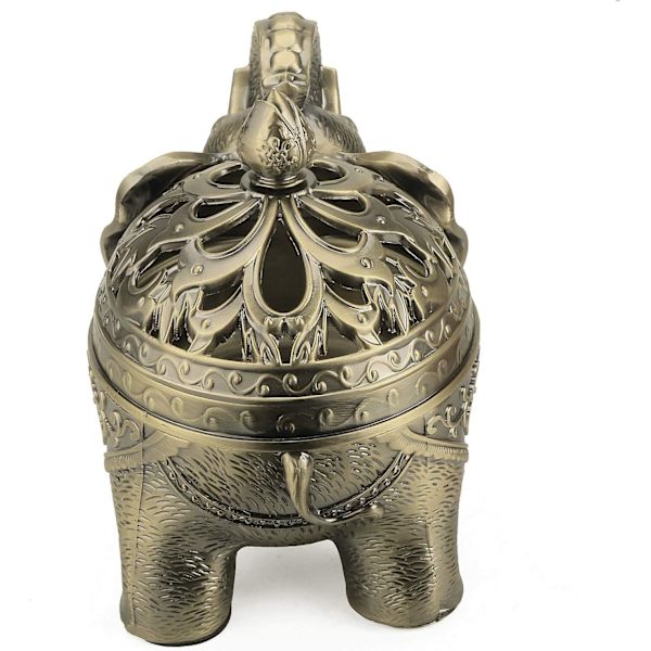 Elefant Tilbage Strøm Røgelse Holder med Låg - Aromaterapi Hjem Indretning (Bronze)