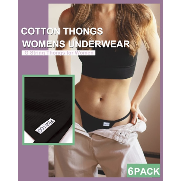6-pack G-string stringtrosor för kvinnor Bomullstrosor Låghöjd